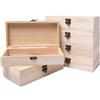 Sixfolo 6 Pezzi Scatole di Legno Grezzo 20 x 10 x 5 cm Scatola in Legno Rettangolare con Coperchio Scrigno legno Portaoggetti Piccole con Cerniere e Chiusura per Conservazione e Decorazione