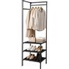 cecaro group Appendiabiti Angolare con 3 Ripiani 180x45x45 cm - Attaccapanni Salvaspazio con Mensole, Struttura Resistente per Cappotti, Giacche e Camicie (Nero)