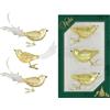 Krebs Glas Lauscha - Decorazioni per albero di Natale in vetro - Uccelli dorati e satinati su clip - 3 pezzi - 11 cm