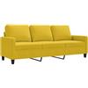vidaXL Divano a 3 Posti Giallo 180 cm in Velluto