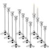 Bocguy Set di 12 Portacandele in Metallo, Argento Cono Portacandele Vintage | Stile Retrò, Opaco, per Natale, Sala da Pranzo e Camera da Letto, decorazione per camino