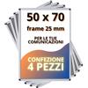 Generico 4 Pezzi Cornice a scatto 50x70 cm 25mm Profilo in Alluminio, Porta Poster, angolo tondo e Protezione trasparente anti-riflesso