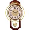 Generic Orologio da parete vintage con texture antica, movimento a pendolo senza ticchettio, stile retrò classico con cornice in plastica e vetro ABS