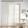 PONY DANCE Tende Trasparenti per Soggiorno con Fettuccia Moderna | 1 Pezzo 300x245 CM, Beige Chiaro, Effetto Lino, Traspirante, Leggera, per Salotto, per Finestre, Filtraggio Luce Morbida