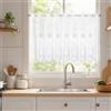 BOYIFEIJIE Set di 4 tende a pannello da 130 x 45 cm, in bianco, semitrasparenti e ricamate con motivo floreale, moderne tende da bistrot per cucina, soggiorno e finestra della cucina