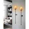 Sziqiqi Portacandele da Parete Nero: Applique da Parete Lunghe 60cm per Candele a Colonna - Candeliere da Parete in Metallo Set di 2 - Decorazione Murale Moderna per Soggiorno Bagno Camino Corridoio