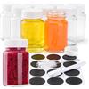 V·Colokishi 9 Bottigliette di Vetro Piccole 60ml con Coperchio，Mini Bottiglie Vetro Vasetti Vetro Piccoli Bocca Larga Barattoli Vetro con Etichetta e Pennello per Succo，Ginger，Wellness Shot，Whiskey e Spezie