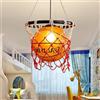 SAIVITT Lampadario a sospensione Retro Basket creativo lampada per camera dei bambini LED dimmerabile 3 colori E27 Plafoniera Cameretta per ragazze e ragazzi Lampada in vetro rotonda Design moderno, D32cm