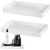 Aupawdy 2 vassoi da bagno rettangolari in resina, in silicone, per sapone, lavello della cucina, bagno, piano di lavoro, WC, marmo bianco, 22 x 11 cm