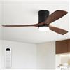 Sofucor Ventilatore da Soffitto con Luce, Legno Massiccio,Telecomando | 132 cm, 6 Velocità, Silenziatore DC Reversibile, Timer per Camera