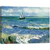 Posterlounge Il Mare a Les Saintes Maries Stampa su tela | 40 x 30 cm di Vincent van Gogh Blu Quadri Decorazione per pareti