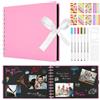 Aolso Album Fotografico Fai Da Te Design,30 Fogli 60 Pagine 21,5x21,5cm Nere Viaggio Albums,Album Per Scrapbooking A Spirale, 6 Penne Colorate,6 Adesivi Fotografici,2 Adesivi Arcobaleno,2 Modelli