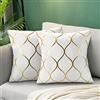 Hanrunsi Fodere per Cuscini Velluto 18x18 Decorativi per Divani Bianco 2 Pezzi Federe per Cuscini Morbide Decorative con Dipinto Dorato per Cuscino del Divano Letto Auto 45x45