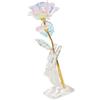 Fishtec - Rosa Eterna in Oro e Cristalli - Rosa Brillante con Supporto Trasparente - Idea Regalo: San Valentino/Festa della Mamma - Supporto e Scatola Rosa Incluso
