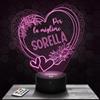 Lampephoto.fr - Lampada Cuore per La Migliore Sorella Luce Notturna 3D | Prodotto in Francia, scelta di base, luminosità regolabile, batteria/USB, regalo per uomo e donna