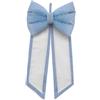 La Chiocciolina Fiocco Nascita da ricamare a punto croce, Coccarda Nascita da ricamare a punto croce, Banda in tela Aida, fantasia quadretto e fiocco in tulle con cuoricini (07 Azzurro)