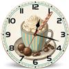 Horienteeon Orologio da parete al cioccolato, caffè, cappuccino, 25 cm, silenzioso, senza ticchettio, decorazione per la casa e la cucina, orologio da parete rustico per camera da letto, cucina, casa