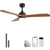 Sofucor Smart Ventilatore da Soffitto con Luce,Legno Massello, Alexa/APP | 132 cm, WiFi,Telecomando, DC, 3 Temperature di Colore, Timer, 6 Velocità per Camera da Letto