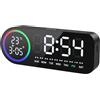 Colexy Sveglia Digitale LED Ricaricabile, Orologio da Comodino con Luce Notturna | Orologio Elettronico con Doppia Alarms, Snooze, 5 Livelli di Luminosità, Temperatura e Data per Camera da Letto Ufficio
