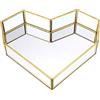 HNJKJEU Vassoio specchio in vetro dorato - vassoio specchio decorativo in ottone - per gioielli, profumo, trucco - per toeletta, bagno, camera da letto, 25 x 22 x 5 cm