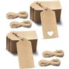 OulQinyhome 200 Pezzi Etichette Regalo 9,5 x 4,5 cm - Etichette in Carta Kraft con Spago di Juta 40 Metri - Tag Regalo per Fai Da Te, Matrimoni, Regali e Decorazioni (Marrone)