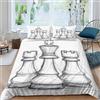 Generic Copripiumino Singolo 155x220 Stampa 4D Scacchi Parure Copri Piumino Disegni a Schizzo 4 Pezzi Set di Biancheria da Letto Include 1 Copripiumini Morbida e 2 Federe F.375