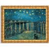 LuxHomeDecor Vincent van Gogh - Notte stellata sul Rodano - Quadro stampa su tela effetto dipinto con cornice in legno oro classico - 130x100 cm