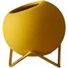 Generic Vaso rotondo in ceramica a sfera, vaso decorativo per fiori, per soggiorno, tavolo, mensola, camino (giallo)