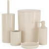 Inbagno Set Accessori Bagno Da Appoggio 5 Pezzi Beige Linea Glim In Plastica ABS - Dispenser 300ml, Portaspazzolini, Portasapone, Portascopino E Pattumiera 6L - Stile Moderno E Pratico
