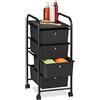 Relaxdays Carrellino Salvaspazio con 4 Cassetti, Metallo & Plastica, Carrello Porta Trucchi da Bagno, Multiuso, Nero