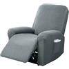 Halorin Set di 4 copripoltrona per poltrona relax, copripoltrona, copripoltrona TV, lavabile, antiscivolo, con tasche, rivestimento elasticizzato per poltrona relax con elastico (grigio chiaro)