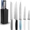 COM-FOUR® 5 pezzi Set di coltelli da con supporto, coltelli in acciaio | coltelli da cucina in blocco