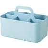 LVYXON Contenitori impilabili portatili con divisorio rimovibile, organizer multiuso per casa e ufficio, 25 x 15,5 x 11 cm, cestino da scrivania in plastica con manico, bianco/blu/rosa/giallo (blu)