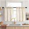 MIULEE Tenda Cucina Tende Corte Lino 2 Pezzi 65x60 cm Bianco | Tende Corta Bistrot Passante Per Soggiorno E Cucina sala da pranzo, bagno, piccola finestra Stile Rustico Roulotte Moderno