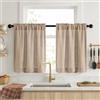 MIULEE Tenda Cucina Tende Corte Lino 2 Pezzi 90x60 cm Beige | Tende Corta Bistrot Passante Per Soggiorno E Cucina sala da pranzo, bagno, piccola finestra Stile Rustico Roulotte Moderno