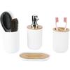 Yuecoom Set di accessori per il bagno da 4 pezzi, Set Bagno Accessori Completo Completo Set Bagno Moderno(Bianco)