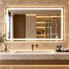 Clevich Specchio da bagno con illuminazione e orologio 100 × 60 cm, specchio LED con 3 colori di luce dimmerabile, vetro temperato e orologio digitale, interruttore touch, funzione memoria