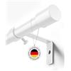 MEISENBERG Bastone Tenda Estensibile Bianco, Asta Allungabile con Supporti | Terminali in Metallo, Supporto Centrale, Antiruggine - Barra per Tende con Supporti, 242-312cm, Ø 19 mm