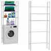 COSE DA CASA Scaffale sopra Lavatrice Salvaspazio Bagno e Ripostiglio Mobiletto Lavanderia Bianco con 3 Ripiani Portaoggetti Verticale Struttura Organizzativa Regolabile in Metallo 65x25x155 cm
