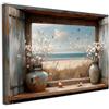 Galmcook - Immagini su tela con cornice - Quadro 30x40 cm con vista finestra sulla spiaggia, stampa artistica su tela, quadri per soggiorno o camera da letto, quadri moderni con ganci e senza tracce