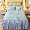 LSYHHXC Lenzuolo In Seta Di Ghiaccio Princess Style Luxury Ice Silk 3pcs Bed Skirt Federa for cuscino Queen King Super King Size Copriletto in pizzo Soft Cool Bed Sheet 28(Color:Tape-14,Size:200x220cm 3pcs)