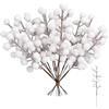 Graceever 24 pezzi di bacche bianche decorative natalizie, rami di bacche artificiali, rami finti, agrifoglio, lunghezza 22 cm, colori vivaci, decorazione per Natale, matrimonio, artigianato e