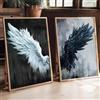 KEMEIQI Quadro su tela con ali d'angelo in bianco e nero, stampe astratte con ali d'angelo, arte murale vintage per soggiorno, arredamento per la casa, 30x50 cm, senza cornice.