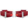 emmevi Coppia Set 2 Copripoltrona Salva Poltrona Universale Imbottito Morbido Double Face Elegante Rosso