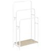 VASAGLE Portasciugamani da Terra, Porta Asciugamani a 3 Aste, 50 x 30 x 100 cm, 2 Ganci, Ripiano Portaoggetti, Scaffale per Coperta, Teli Bagno, Bianco Nuvola e Beige Naturale LLS009W01