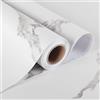 Stickyart Carta Adesiva Per Mobili Effetto Marmo Bianca 30cm X 400cm Carta da Parati Moderna Pellicola Adesiva Per Mobili Impermeabile Rimovibile Per Tavolo Cucina Lusso Adesivi Murali Bianchi