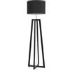 EXO lighting Lampada da terra per soggiorno, Kara, per interni, ideale per l'illuminazione e la decorazione di soggiorno, camera da letto, ecc., E27 42W, nero, in acciaio e legno di faggio, IP20