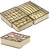 Generic Set di 4 organizer per cassetti e calzini, divisori, biancheria intima, 24 scomparti, in tessuto, per calzini, biancheria intima, fazzoletti, cravatte (beige)