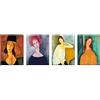 LuxHomeDecor Quadri Amedeo Modigliani 4 Pezzi 40x30 cm Stampa su Tela con Telaio in Legno Arte arredo