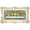 LIGUORO SHOP Quadro dell' Ultima Cena di Leonardo Da Vinci Riproduzione Stampata su Banner Telato con Cornice Barocca cm 96X56 (Bianco/Oro)